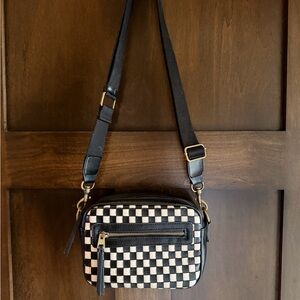 Universal Thread Black and White Checkered Camera Crossbody Bag